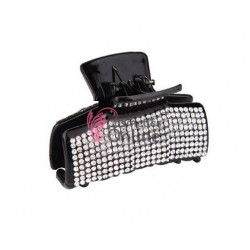 Clama pentru prins parul tip cleste CLM003 Negru cu strasuri argintii